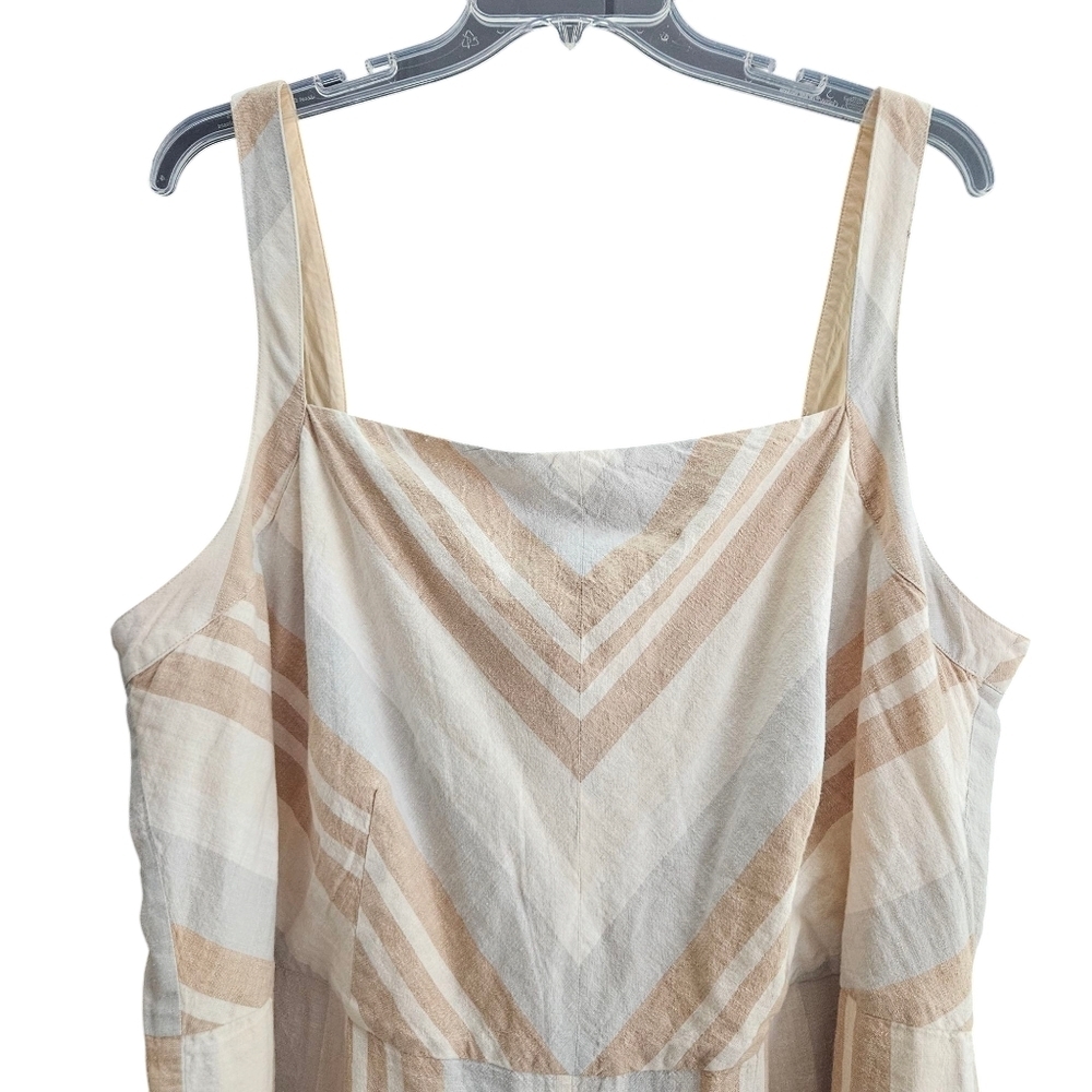 Anthropologie Tan and Cream Striped Jumpsuit - Picture 3 of 16